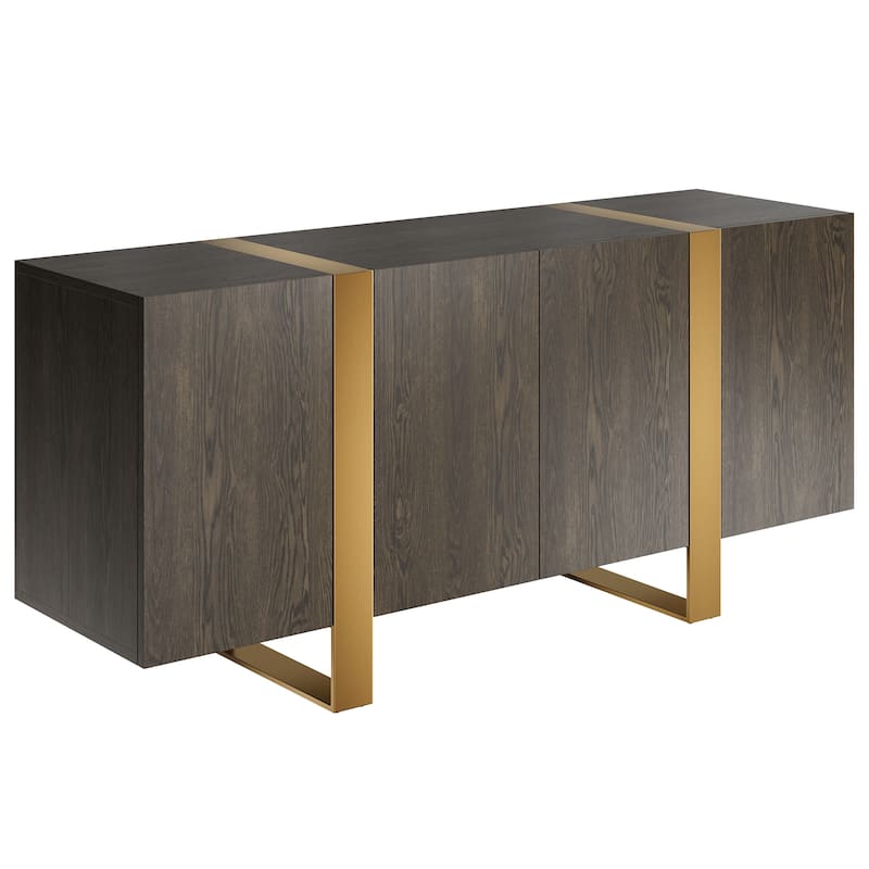 Clihome 63'' Storage TV Stand Cabinet with 4 Doors