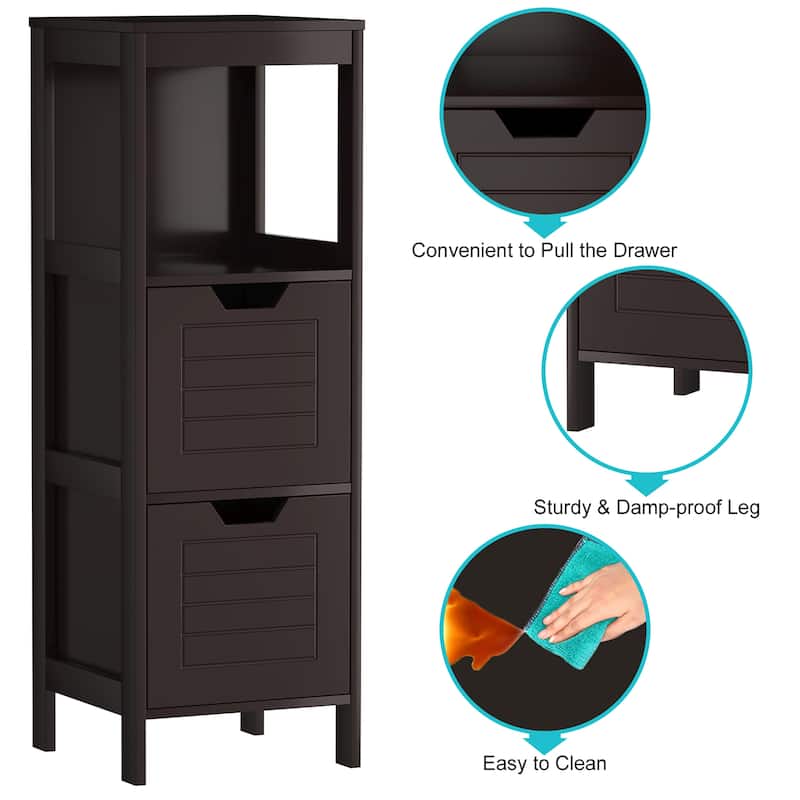 Costway Bathroom Wooden Floor Cabinet Multifunction Storage Rack Stand