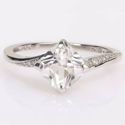 Miadora Cushion-cut Created White Sapphire and Diamond Accent Engagement Ring in 10k White Gold