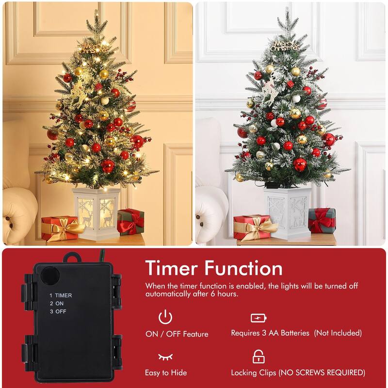 Christmas Tree with 78 Multi-Color Led Lights, 3 Ft Pre-Lit Artificial Christmas Decoration