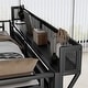 preview thumbnail 81 of 98, Metal Loft Bed with Wooden Stairs Built-in Storage Shelves and Wardrobe, High Loft Bed Frame with Side Grid Storage Rack