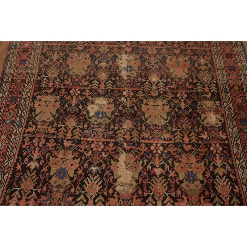 Hand Knotted Oriental 100% Wool Carpet Traditional Floral Brown Malayer Runner Rug - 8' 10'' X 3' 11''