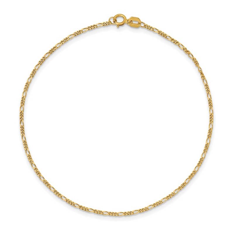 Curata 10k 1.25mm Flat Figaro Chain Bracelet - 7 Inch