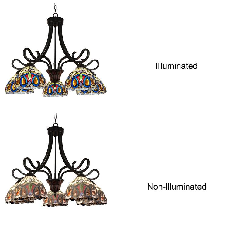 Tiffany-Style Victorian Design 5-light Dark Bronze Chandelier