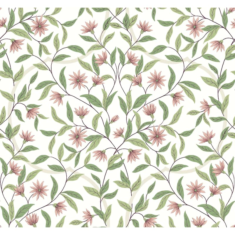 Norwalk Jasmine 27 in. x 27 ft. = 60.75 sq. ft Wallpaper Roll - Pink
