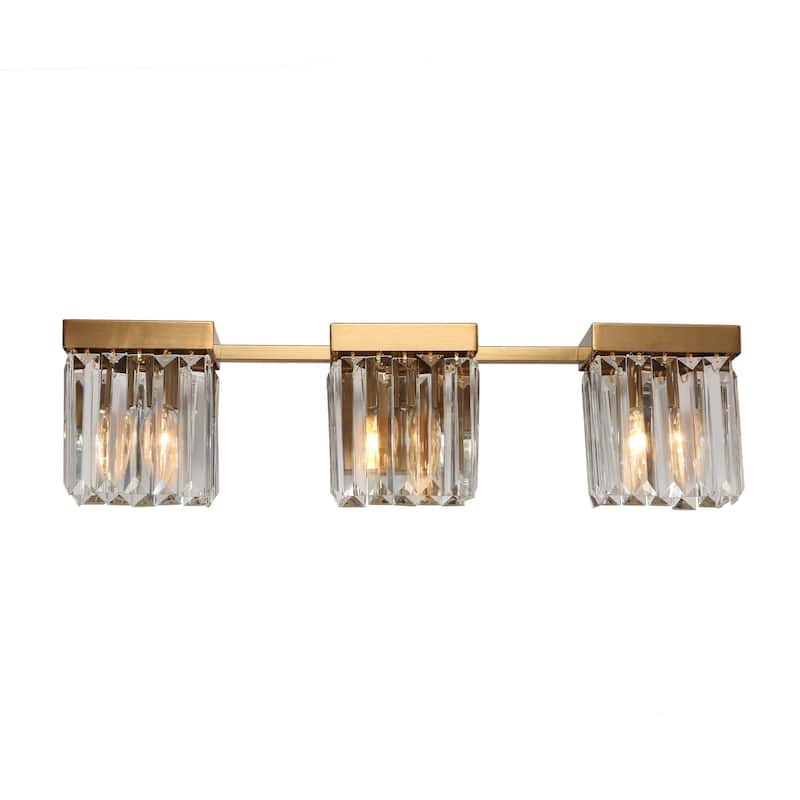 Diore Modern 3-Light Crystal Bathroom Vanity Light Gold Wall Sconces - Electroplated Gold - L22.2"*W5.5"*H6"