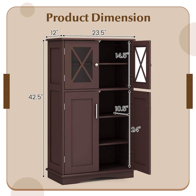 Bathroom Storage Cabinet with Doors and Adjustable Shelves