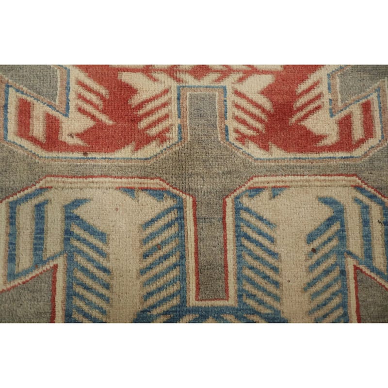 Hand Knotted Oriental 100% Wool Carpet Traditional Tribal Greys & Charcoal Meshkin Runner Rug - 10' 1'' X 3' 4''