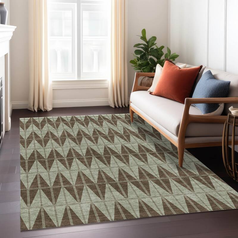 Machine Washable Indoor/ Outdoor Modern Zeke Chantille Rug