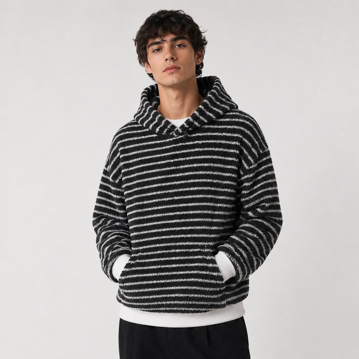 Coma Inducer - Looks Soft Stripe Plush Men's Hoodie (Multiple Colors)