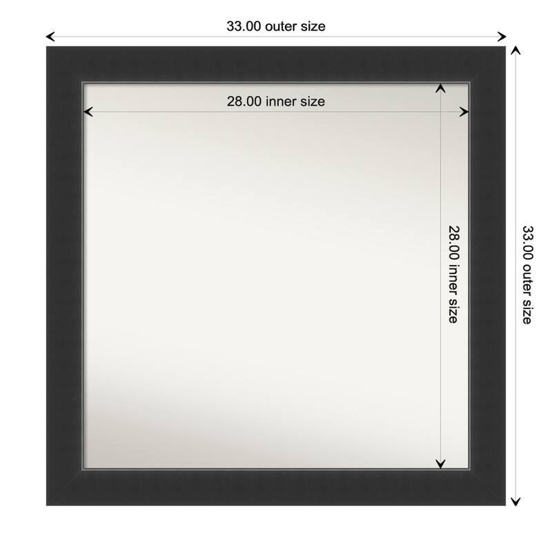 Corvino Black Framed Non-Beveled Custom Wall Mirror, Bathroom Vanity Mirror - Outer Size: 33 x 33