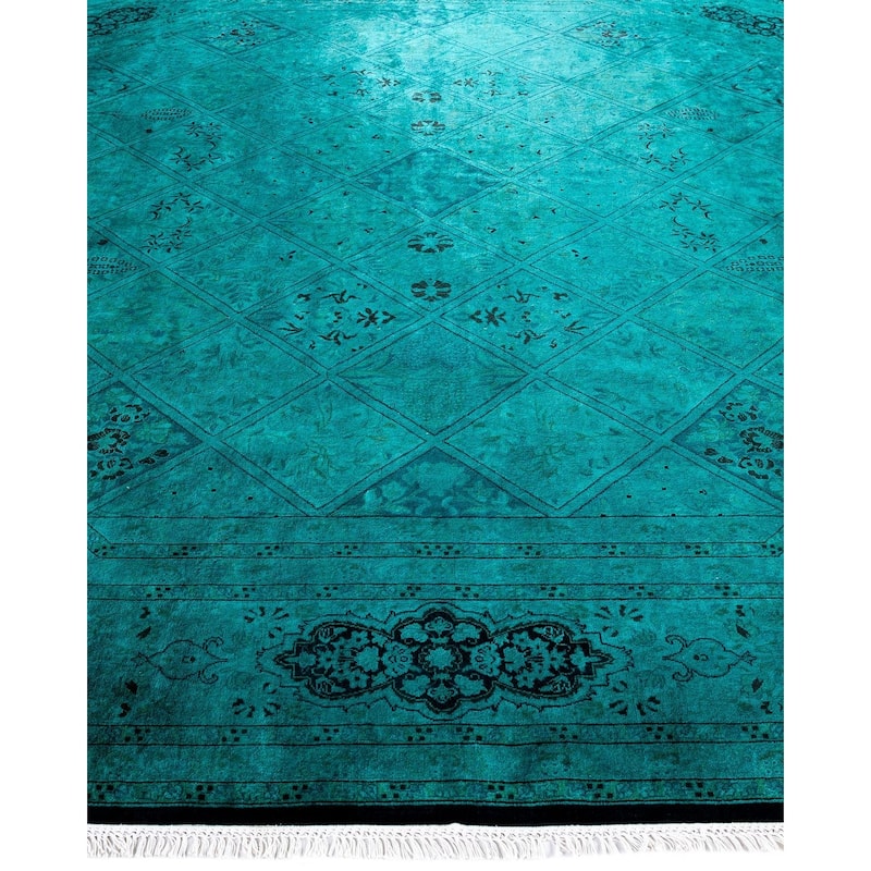 Fine Vibrance, One-of-a-Kind Hand-Knotted Area Rug - Green, 8' 1" x 8' 1" - 8' 1" x 8' 1"