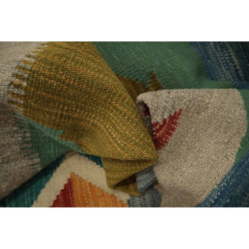 Hand Woven Oriental 100% Wool Carpet Southwestern Tribal Multi-Colored Kilim Area Rug - 9' 10'' X 9' 8''