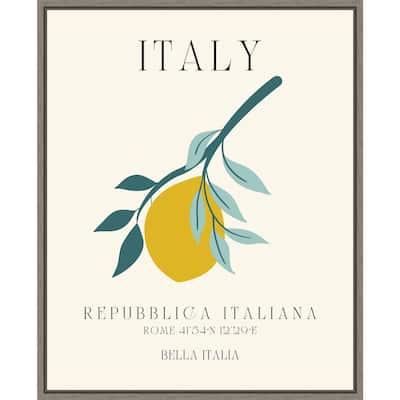Italy Travel Poster Bella Italia by Chayan Lewis Framed Canvas Wall Art Print - Sylvie Greywash