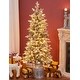 preview thumbnail 3 of 7, Pre-Lit LED 5ft Snow Flocked Artificial Christmas Tree with Red Berries and Metal Pot - 60" H x 25.5" W x 25.5" D