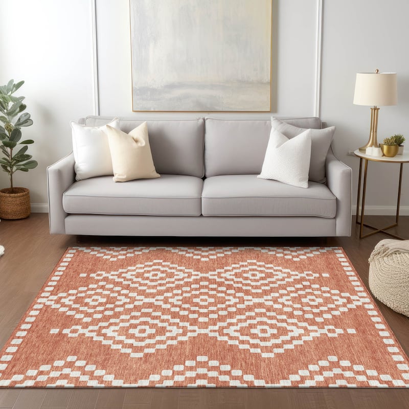 Machine Washable Indoor/ Outdoor Chantille Boho Moroccan Rug