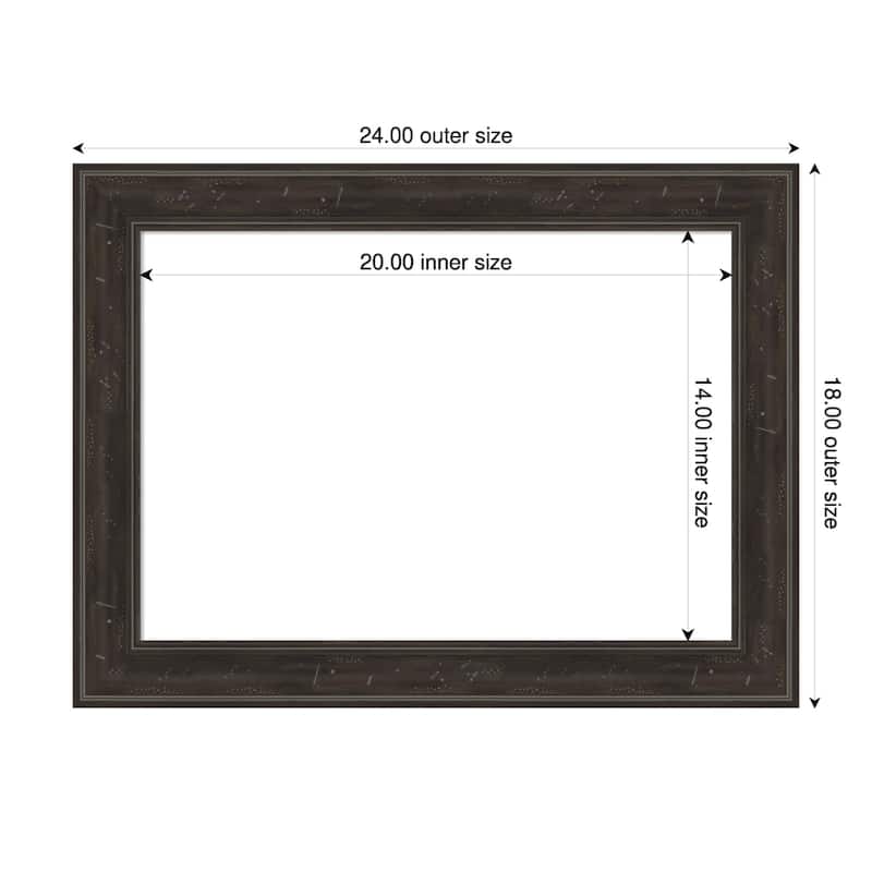 Amanti Art Shipwreck Black Narrow Framed Dry Erase Magnetic Board - 24 x 18 in - Shipwreck Greywash Narrow