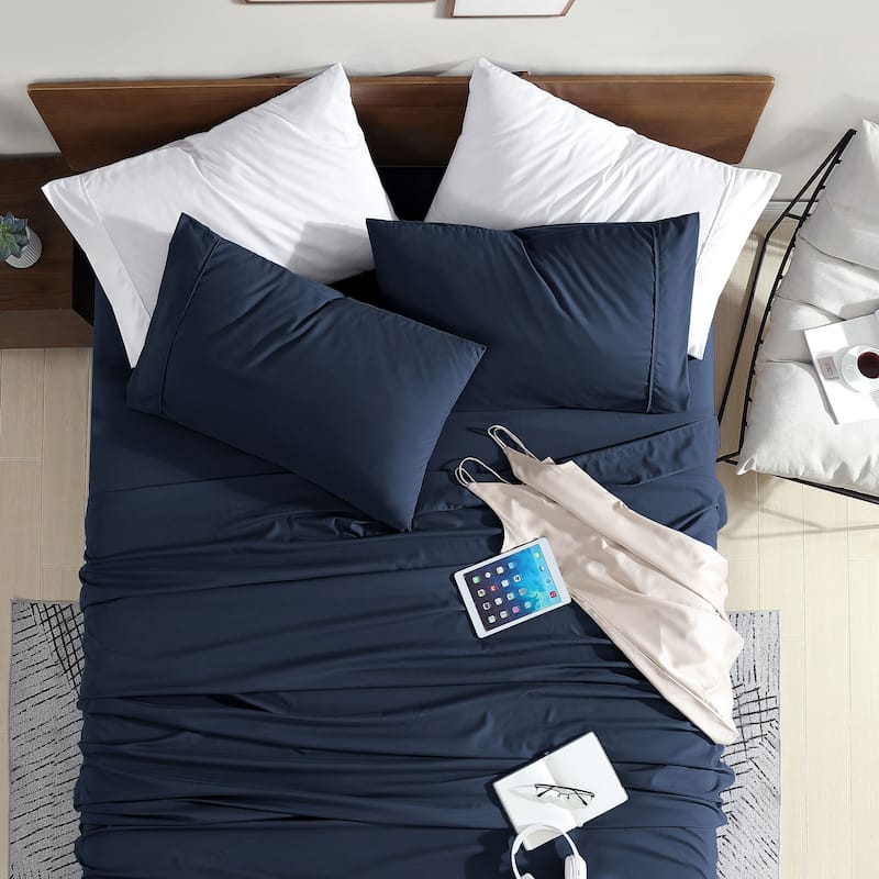 Swift Home Double Brushed Ultra Soft Microfiber Sheets 4-Piece Sheet Set Bedding Set - Assorted Colors