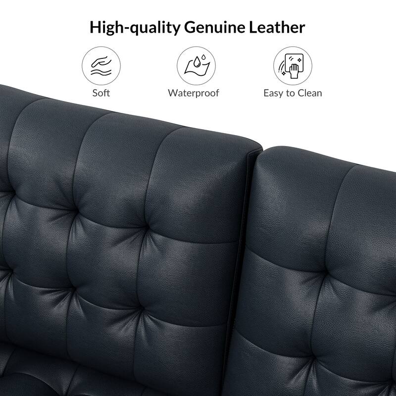 Aurora Genuine Leather Ottoman with Tufted Design by HULALA HOME