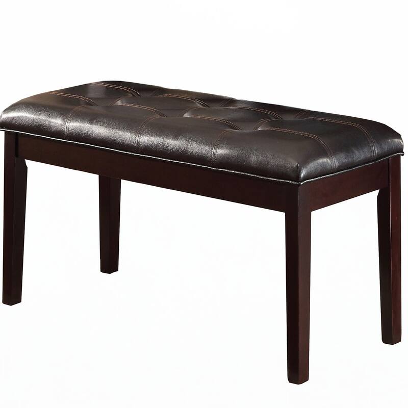 Espresso Finish 1pc Dining Bench Faux Leather