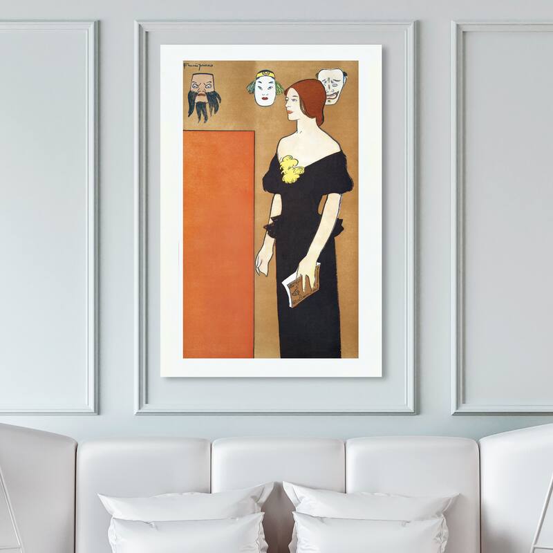 Wynwood Studio Canvas Fashion and Glam Woman in black dress - Edward Penfield Orange and Vintage Wall Art Canvas Print - 45 x 30