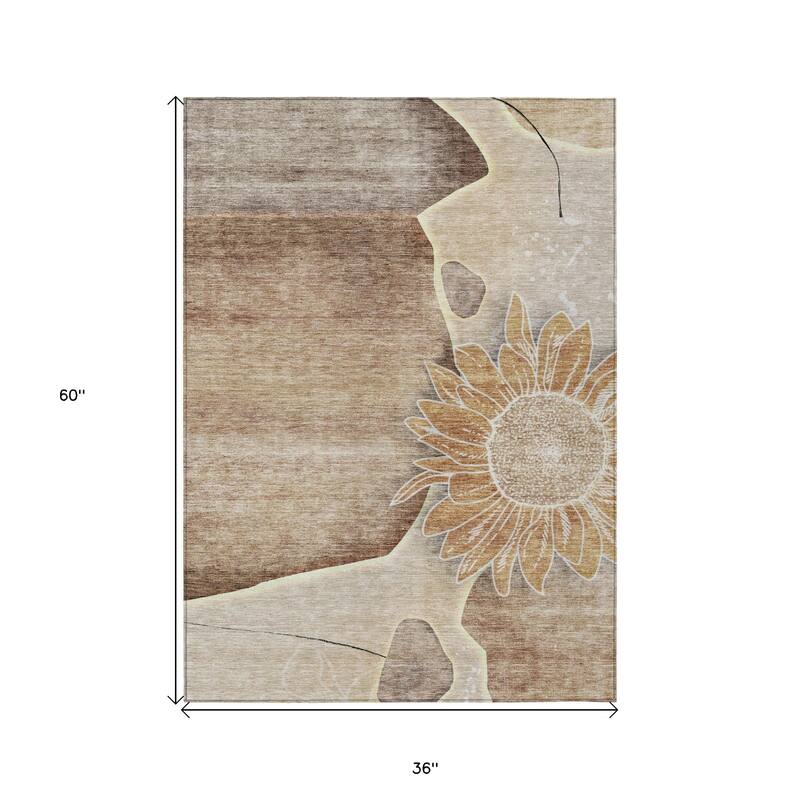 HomeRoots Floral Transitional Rectangle Outdoor Rug