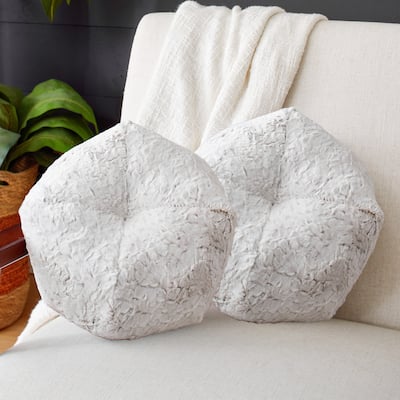 Sorra Home Faux Fur Indoor Geographic Shaped Pillows (Set of 2)