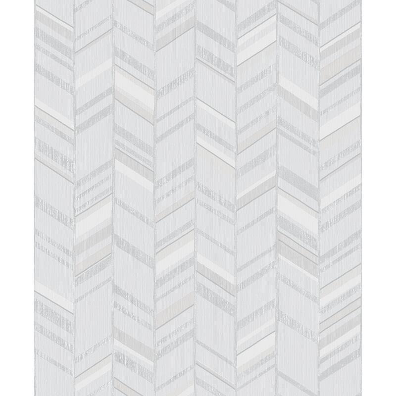 Galerie Wallcoverings Special FX 2 Collection Glitter Chevron Mylar on Non-woven Wallpaper Roll - 33-feet long x 21-inches wide - Silver