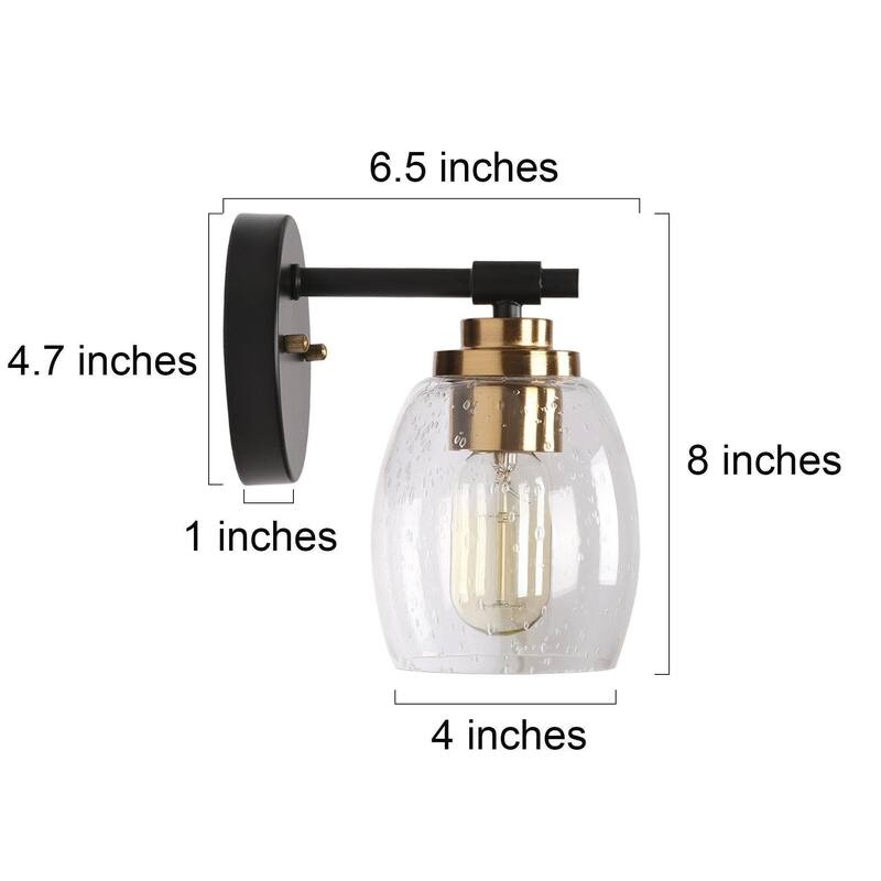 Fintch Modern Glam Farmhouse Black Gold 1-light wall Light Fixture Sconce Hallway Entryway