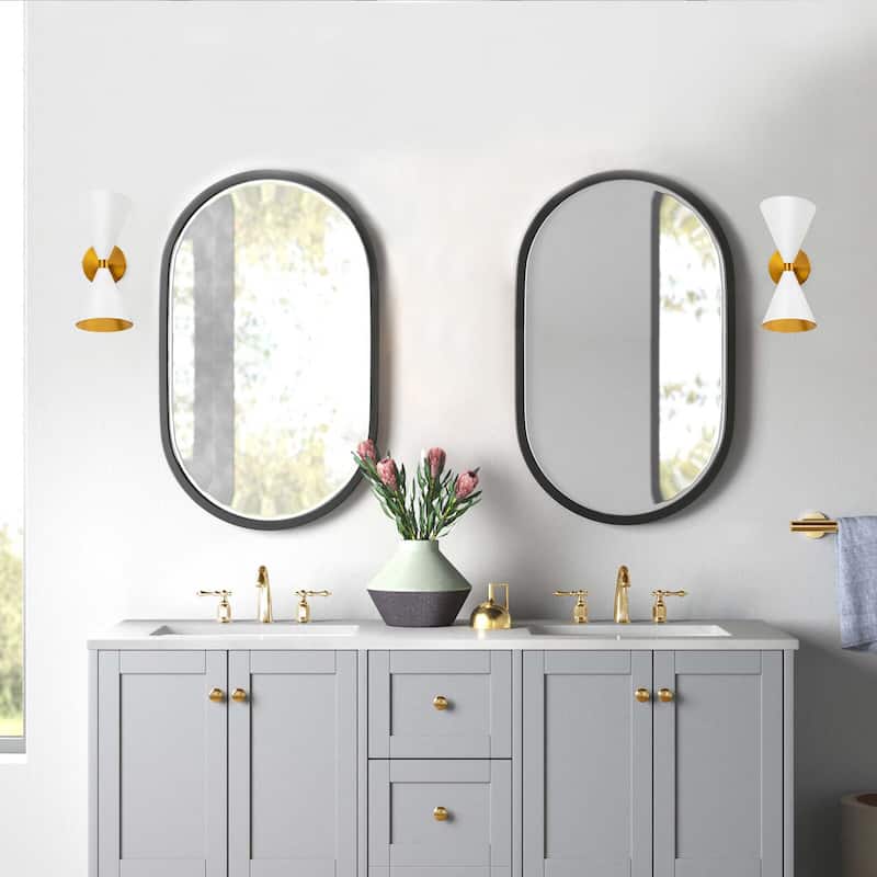 2-Light Modern Adjustable Head Cone Vanity Light Up&Down Dual Horn Hourglass Wall Sconce