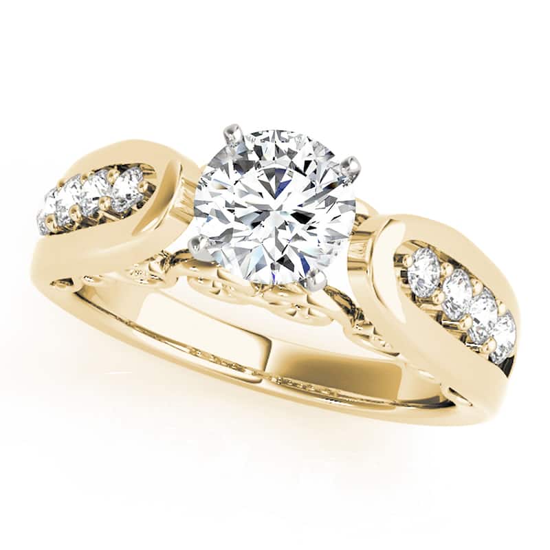 Auriya 14k Yellow Gold Lab Grown Round Diamond Engagement Ring 0.50 to 5.00 ct. tw. (F-G VS) - 1.75 ct. center - 5
