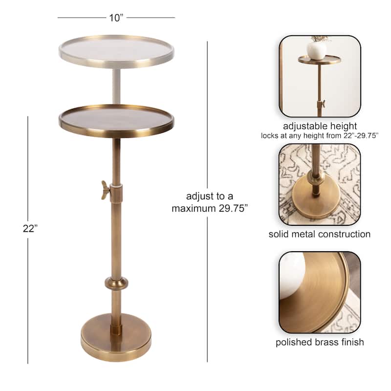 Kate and Laurel Engles Adjustable Polished Metal Table and Plant Stand
