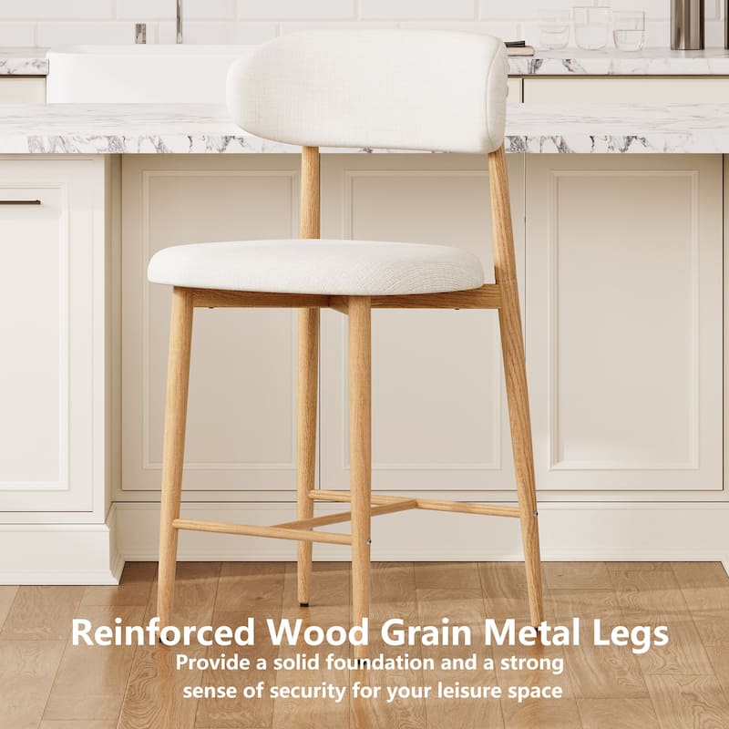 GDFStudio - Rowan Contemporary Upholstered Counter Height Bar Stool Set with Metal Legs and Supportive Back Design