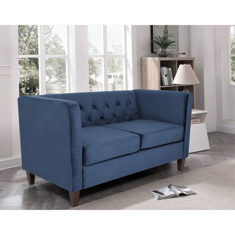 Lisette 56.7'' Velvet Square Arm Loveseat