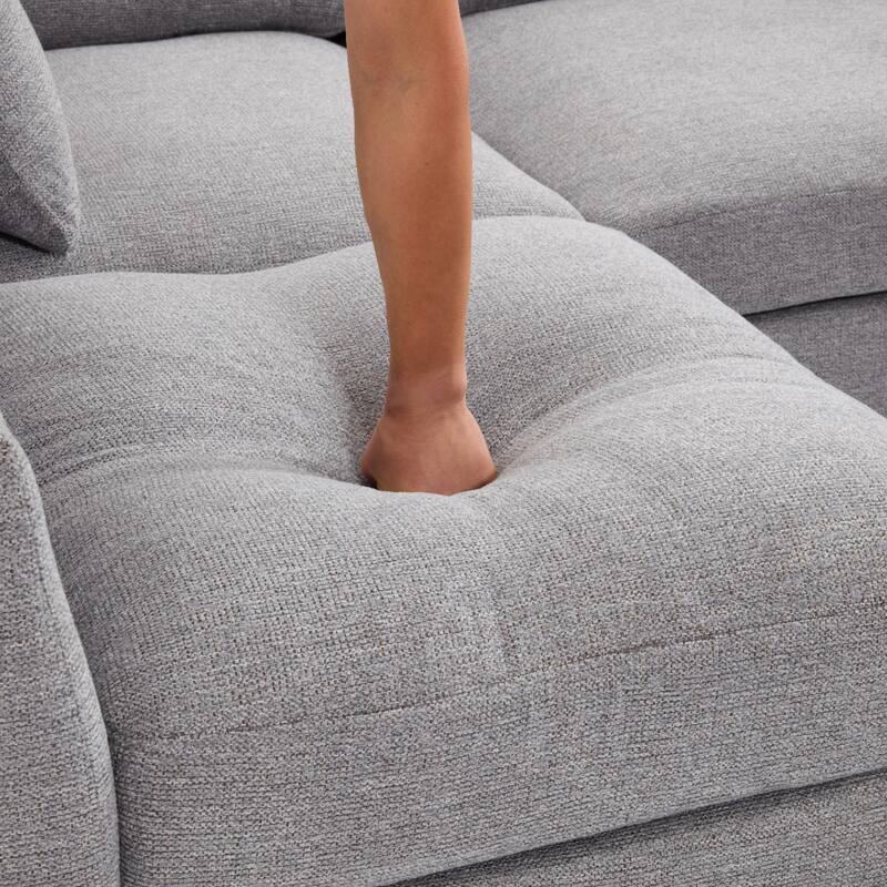 85.4" Chenille Modular Sectional Sofa with Ottoman and USB Ports - U/L-Shaped Convertible Design