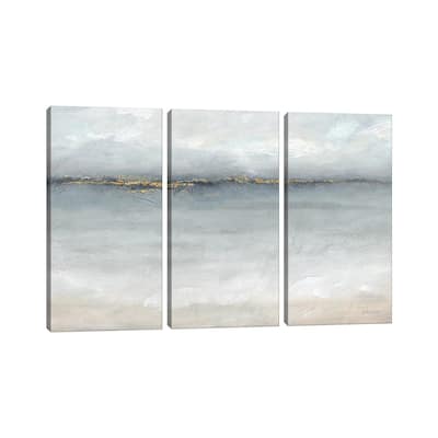 iCanvas "Serene Sea Grey Gold Landscape" by Cynthia Coulter 3-Piece Canvas Wall Art Set