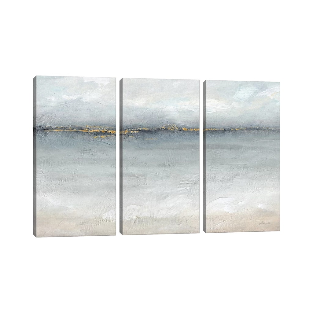 iCanvas "Serene Sea Grey Gold Landscape" by Cynthia Coulter 3-Piece Canvas Wall Art Set