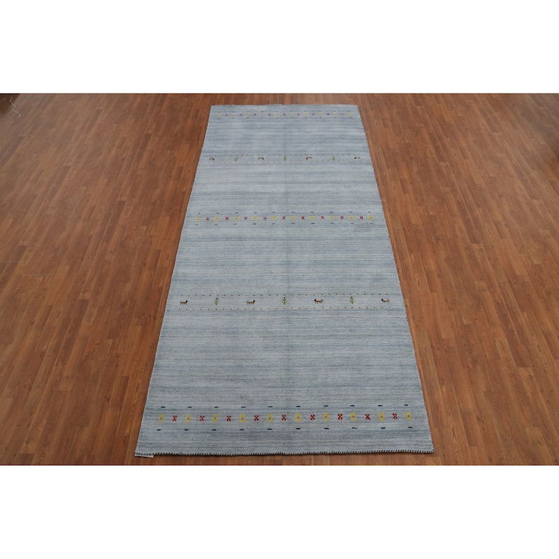 Tribal Wool Gabbeh Oriental Area Rug, Handmade Modern Carpet - 11' 4'' X 5' 2''