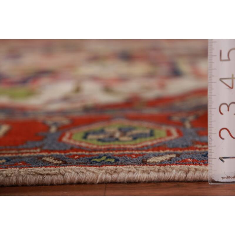 Ivory & Orange Heriz Serapi Indian Area Rug Handmade Wool Carpet - 8'11"x 11'9"