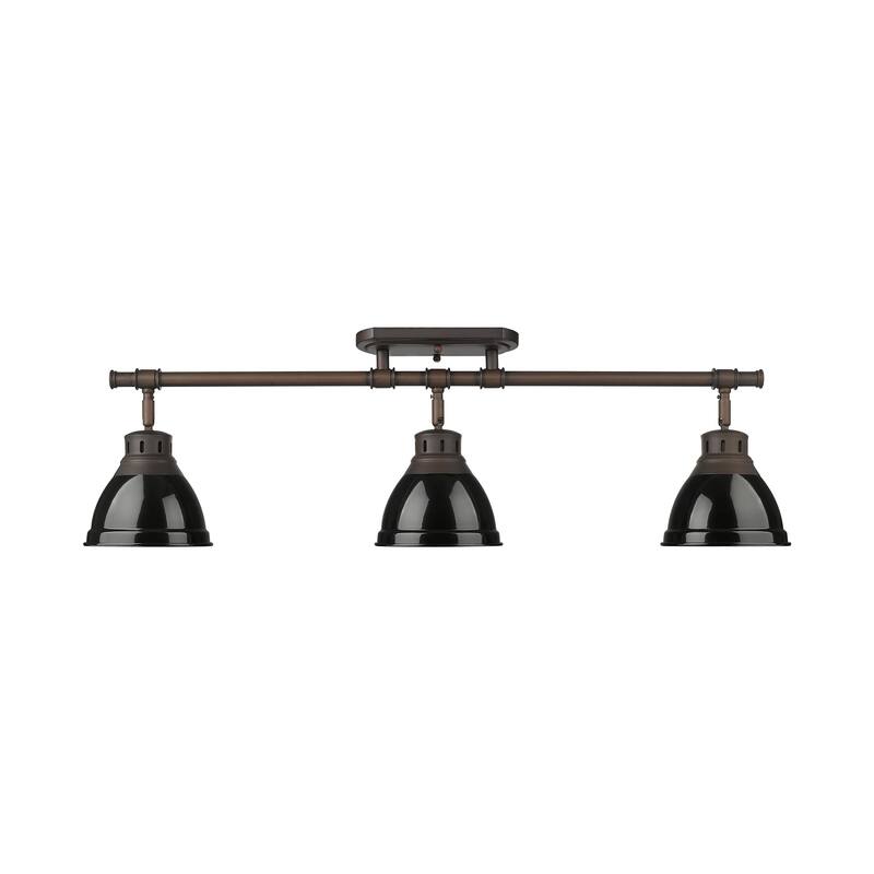 Yep by Golden Lighting Duncan 3-light Semi-Flush Mount in Rubbed Bronze and Black shade - Rubbed Bronze - 3-Light Semi-flush