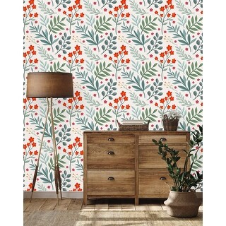Red Little Flowers Wallpaper Peel and Stick and Prepasted - Bed Bath ...