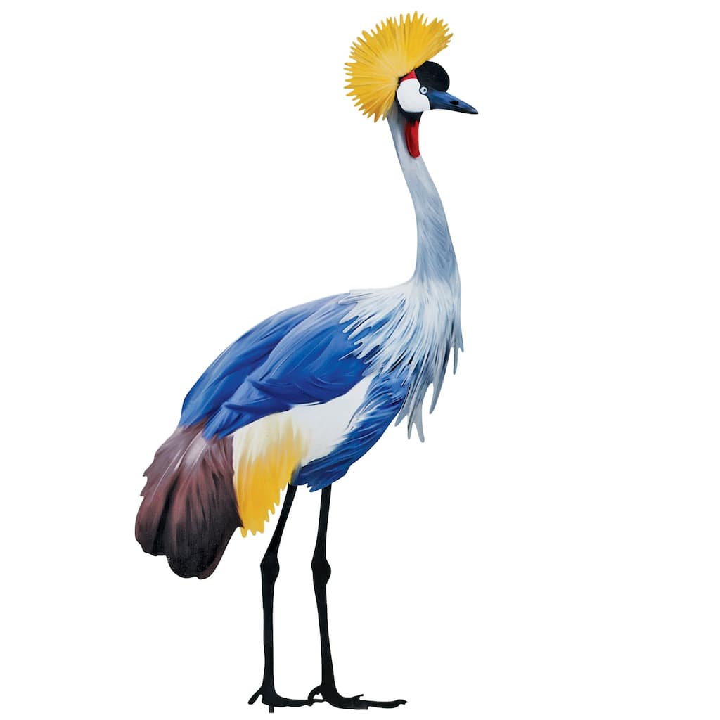 Realistic Grey Crowned Crane Outdoor Garden Stake - 12 x 31 x 0.25
