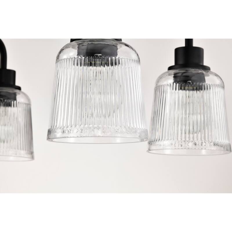 Grayson 6 Light Island Pendant Matte Black Finish Clear Ribbed Glass - Matte Black