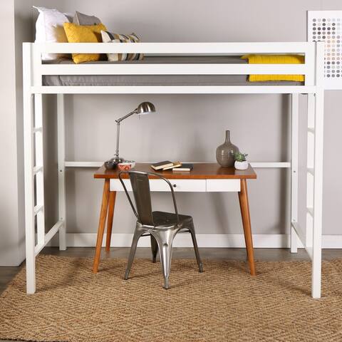 Middlebrook Browning White Metal Modern Twin Loft Bed