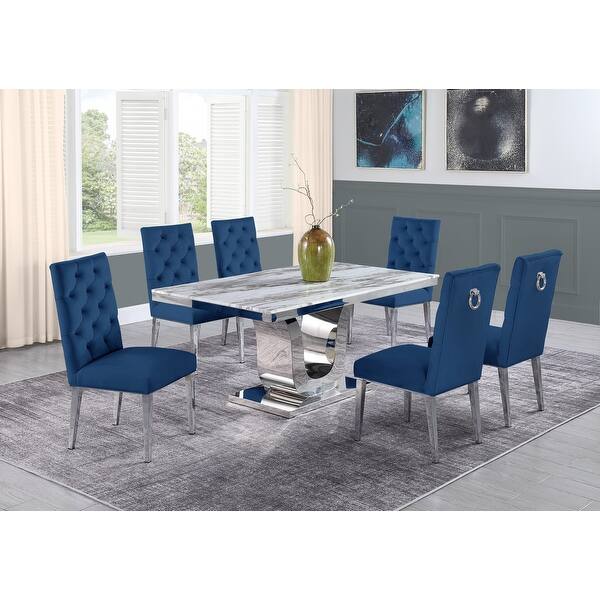 slide 1 of 22, Best Quality Furniture White Genuine Marble 5 or 7pc with Rings