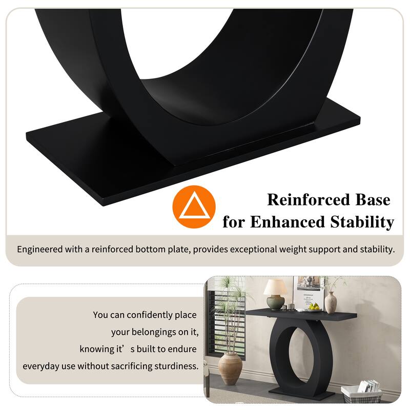 39.4" Modern Rectangle Side Table with Unique Egg-shaped Base for Living Room or Bedroom