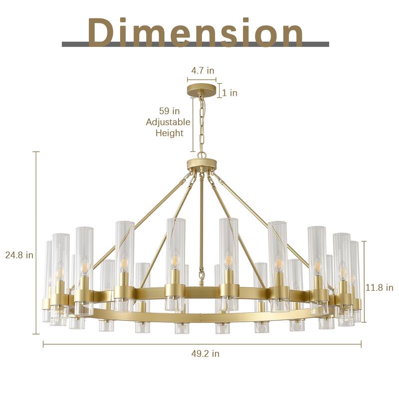 Modern 20 - Light Wheel Chandelier with Clear Glass Shade