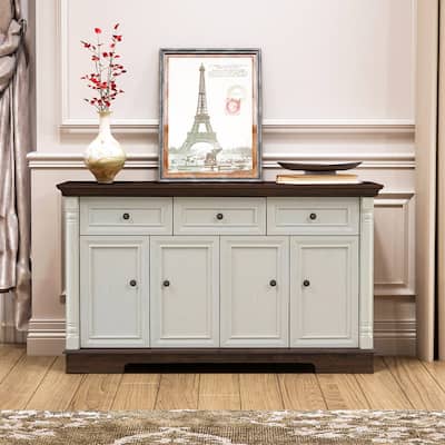 Farmhouse 55" Sideboard Buffet, Kitchen Storage Cabinet with 3 Drawers for Organized Home Living Solutions