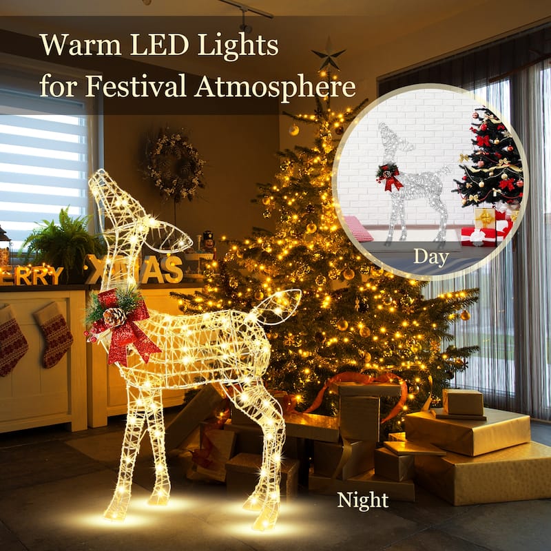 Costway 2 Pieces Lighted Christmas Reindeers Christmas Decoration - See Details