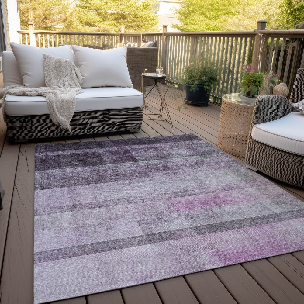 Machine Washable Indoor/ Outdoor Modern Abstract Chantille Rug